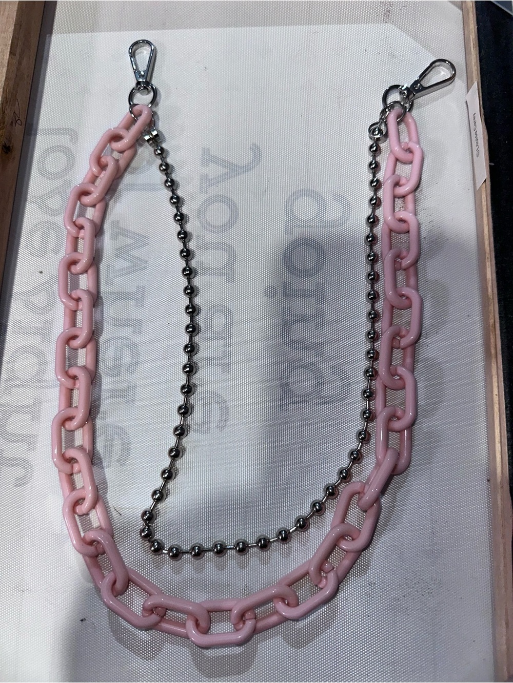 Pink Chain & Silver New purse crossbody or Jean jewelry chain